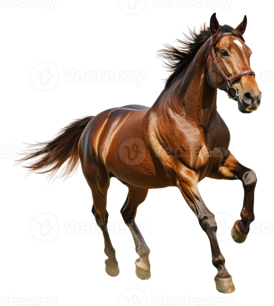marrón caballo Galopando en luz, cortar fuera - valores . png