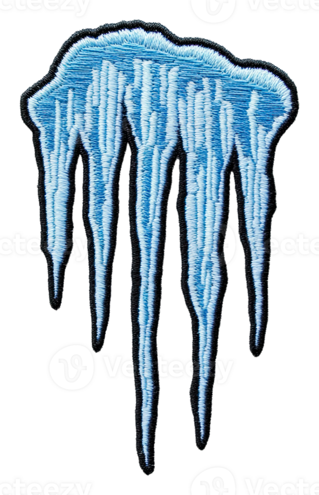 Embroidered ice patch design in light blue color, cut out - stock . png