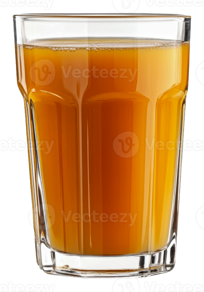 Freshly squeezed orange juice in a clear glass, cut out - stock . png