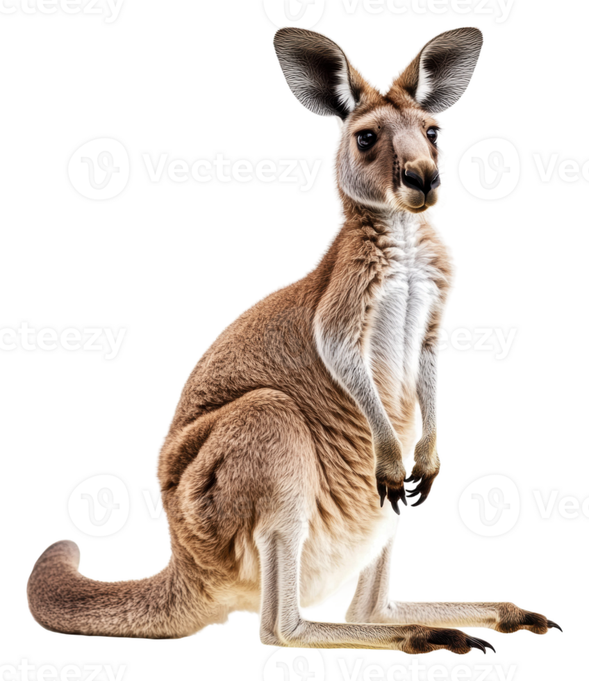 Kangaroo sitting quietly, exploring its habitat, cut out - stock . png