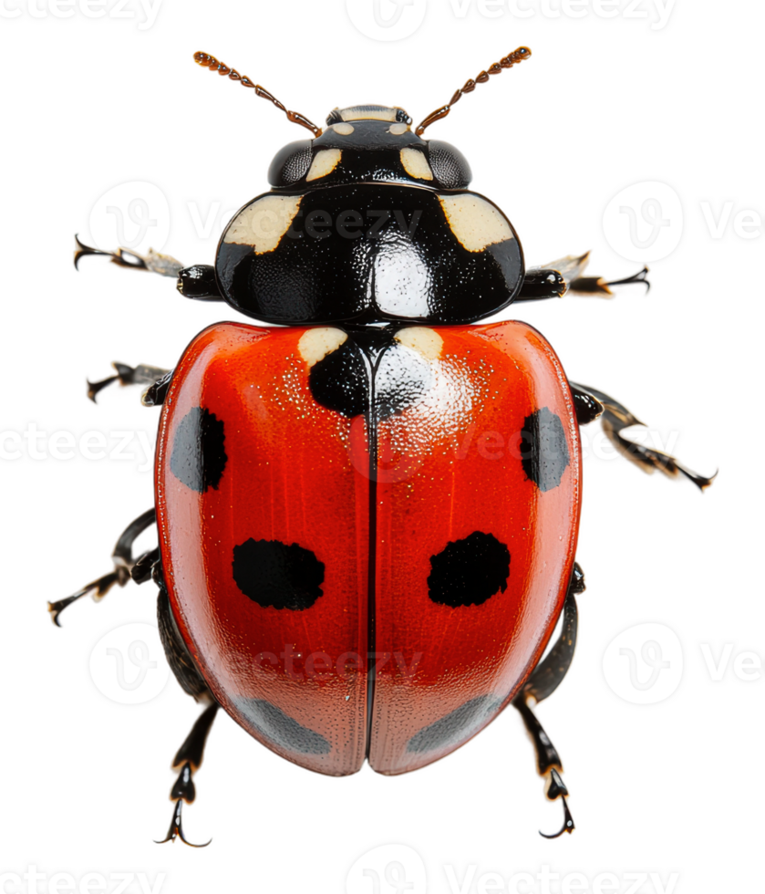 Ladybug on white surface, cut out - stock . png