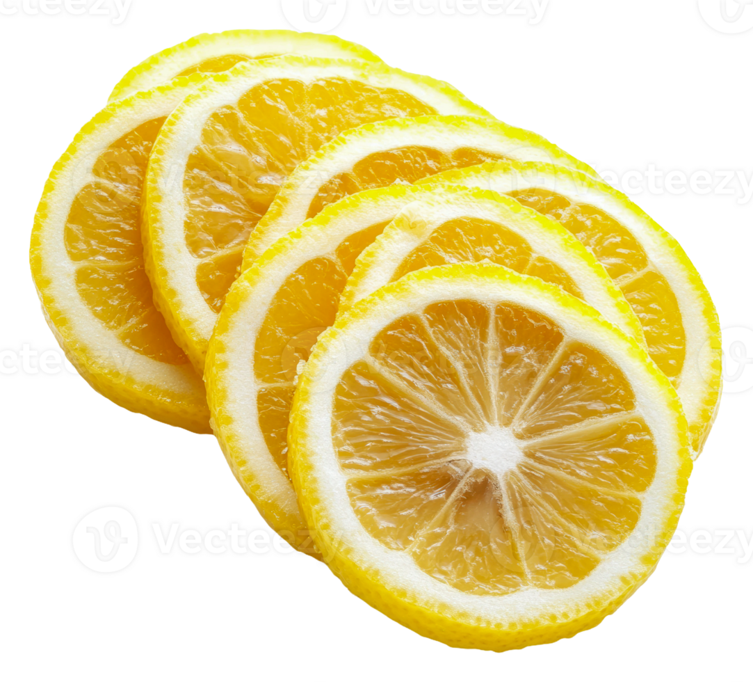 Sliced lemons on a white backdrop, cut out - stock . png