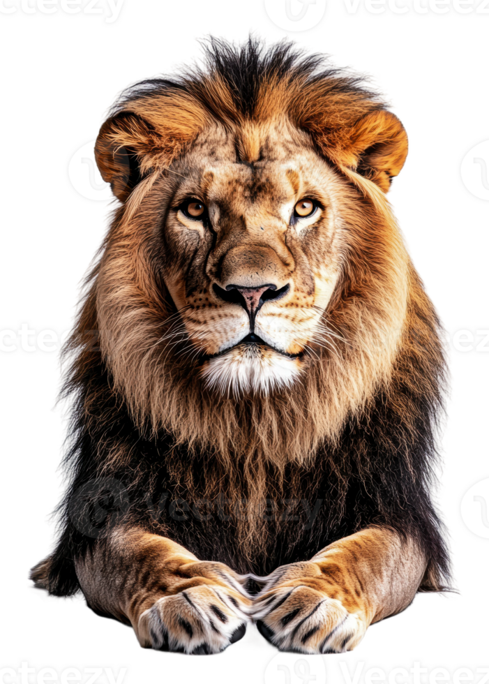 Lion resting on a white background, cut out - stock . png