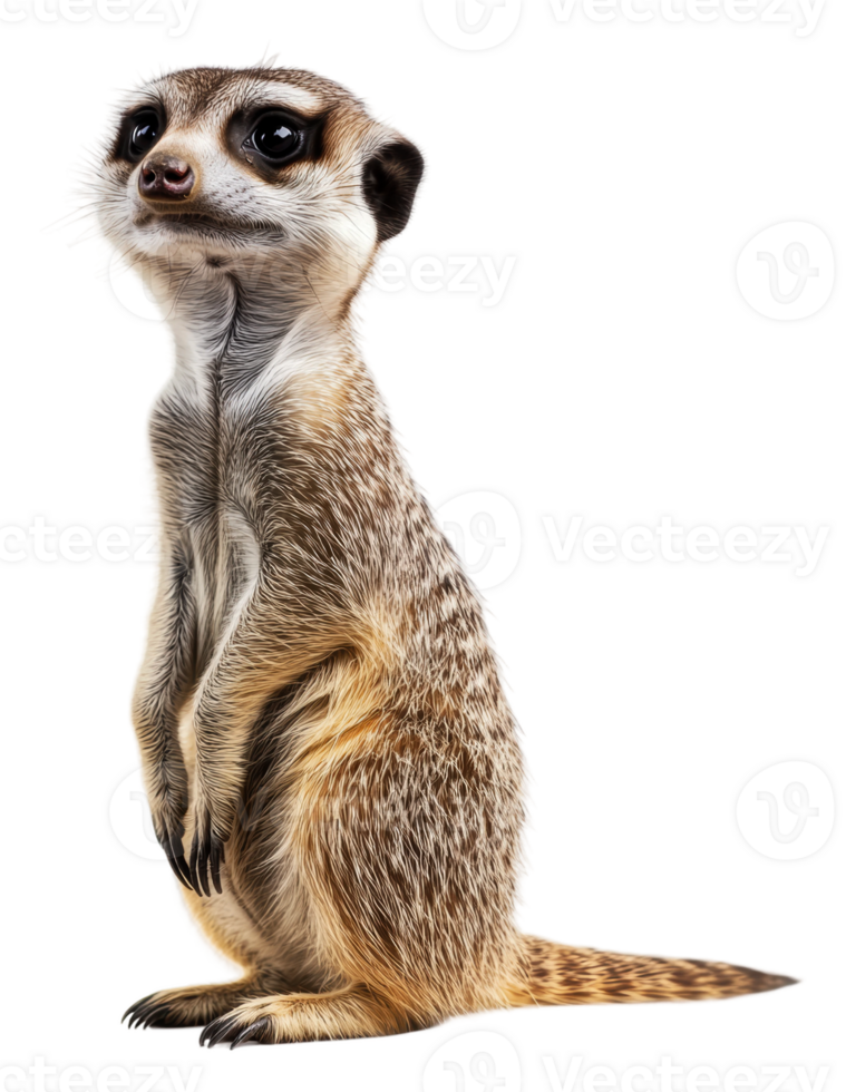 een nieuwsgierig meerkat staand rechtop in de woestijn, besnoeiing uit - voorraad . png
