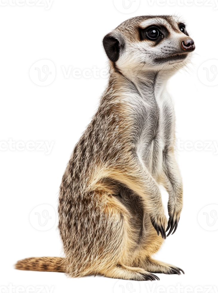Meerkat standing upright in a natural habitat, cut out - stock . png