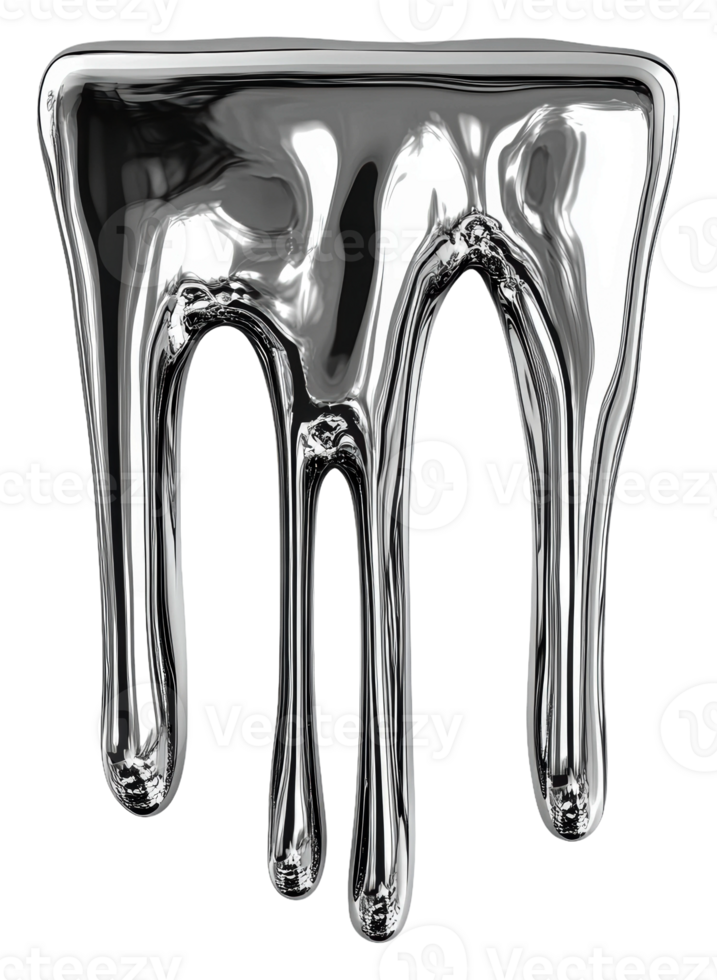 Shiny silver liquid dripping on a textured surface, cut out - stock . png