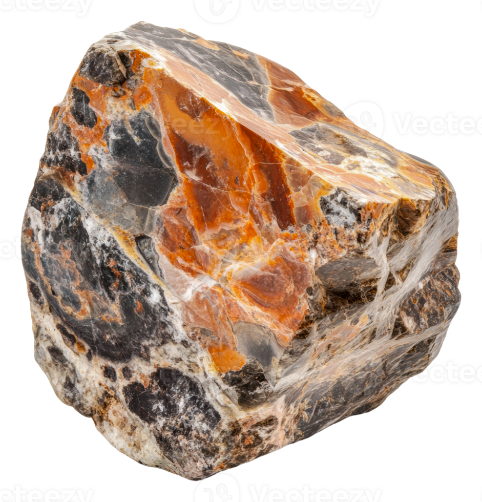 Natural rock formation with vibrant orange hues, cut out - stock . png