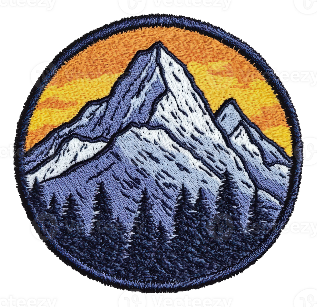 Snowy peaks at sunset in mountain patch, cut out - stock . png