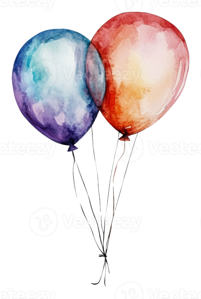 Two colorful balloons floating softly in the air, cut out - stock . png