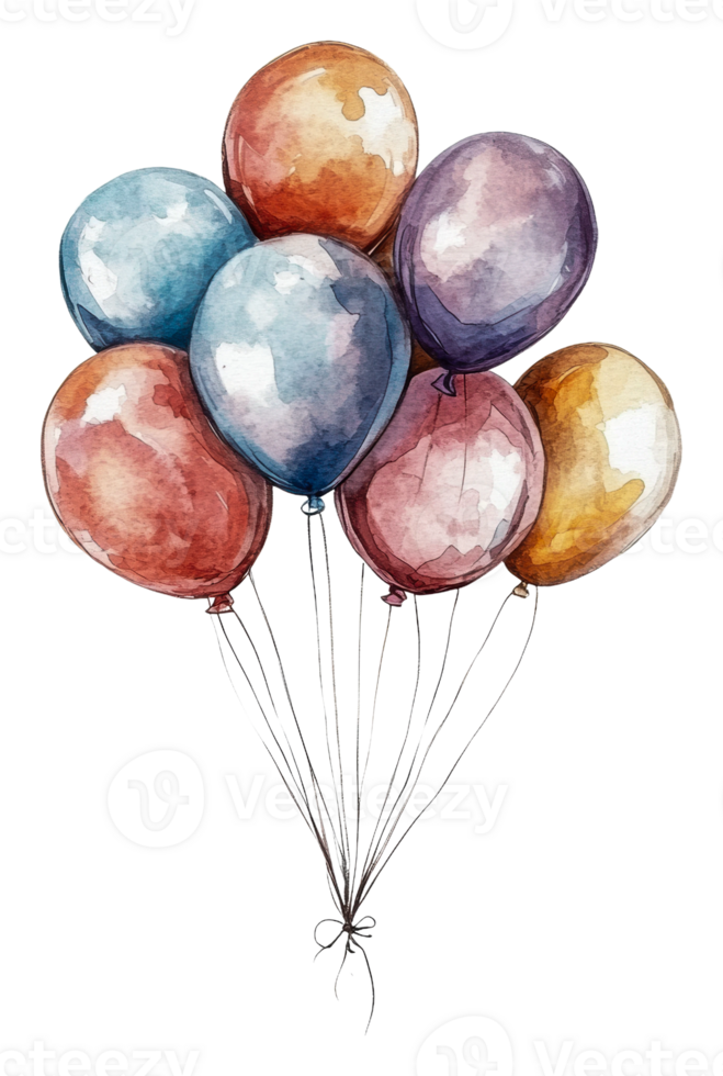 Colorful balloons floating gracefully in the air, cut out - stock . png