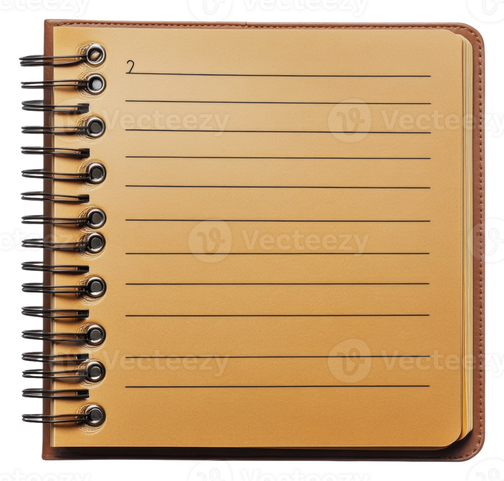 Blank notebook with spiral binding for notes, cut out - stock . png