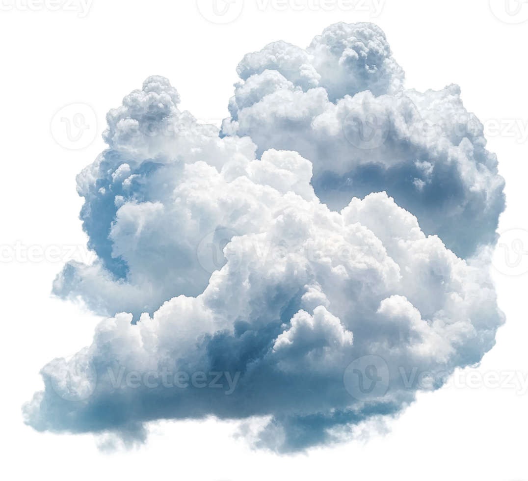 A fluffy white cloud floating in a clear blue sky, cut out - stock . png