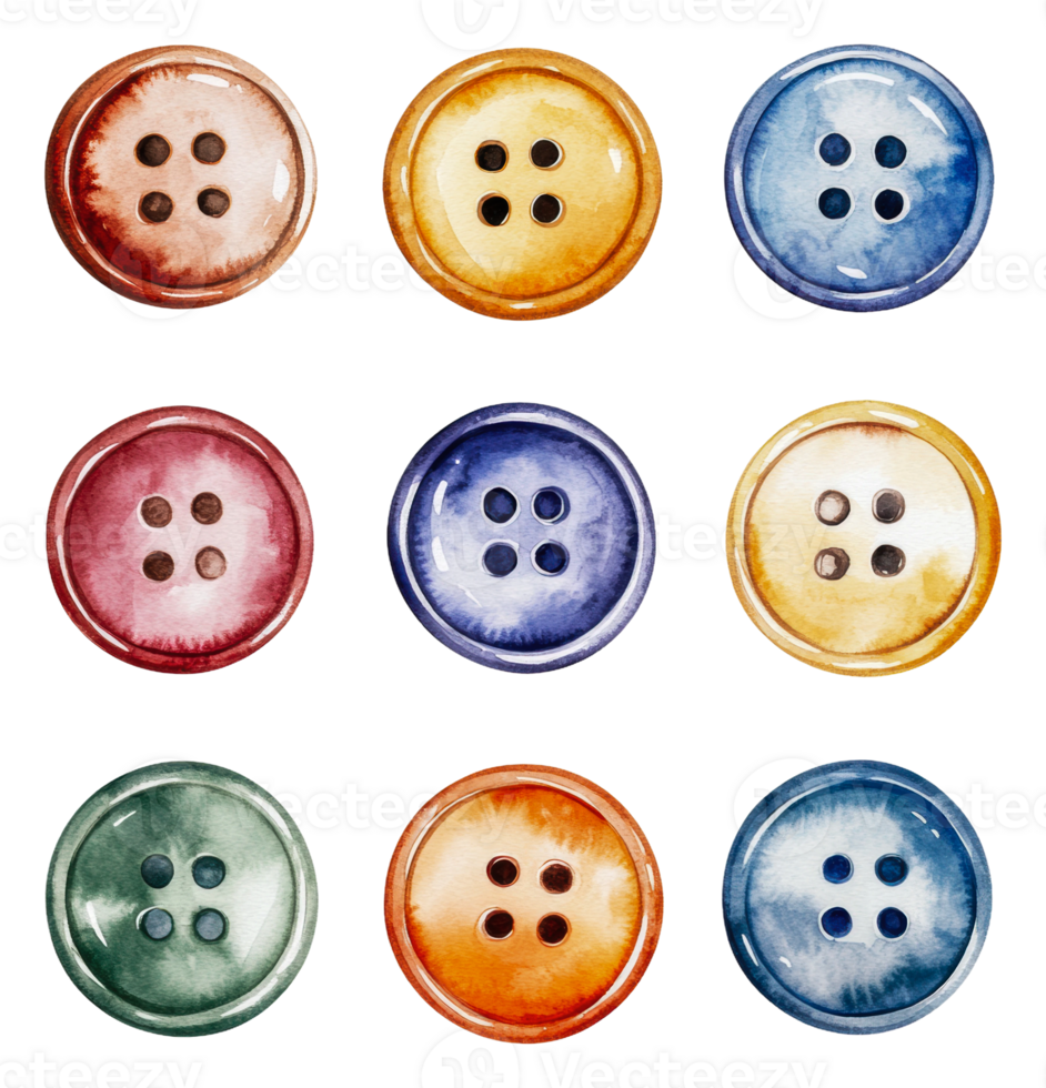 Grid of colorful buttons shown, cut out - stock . png