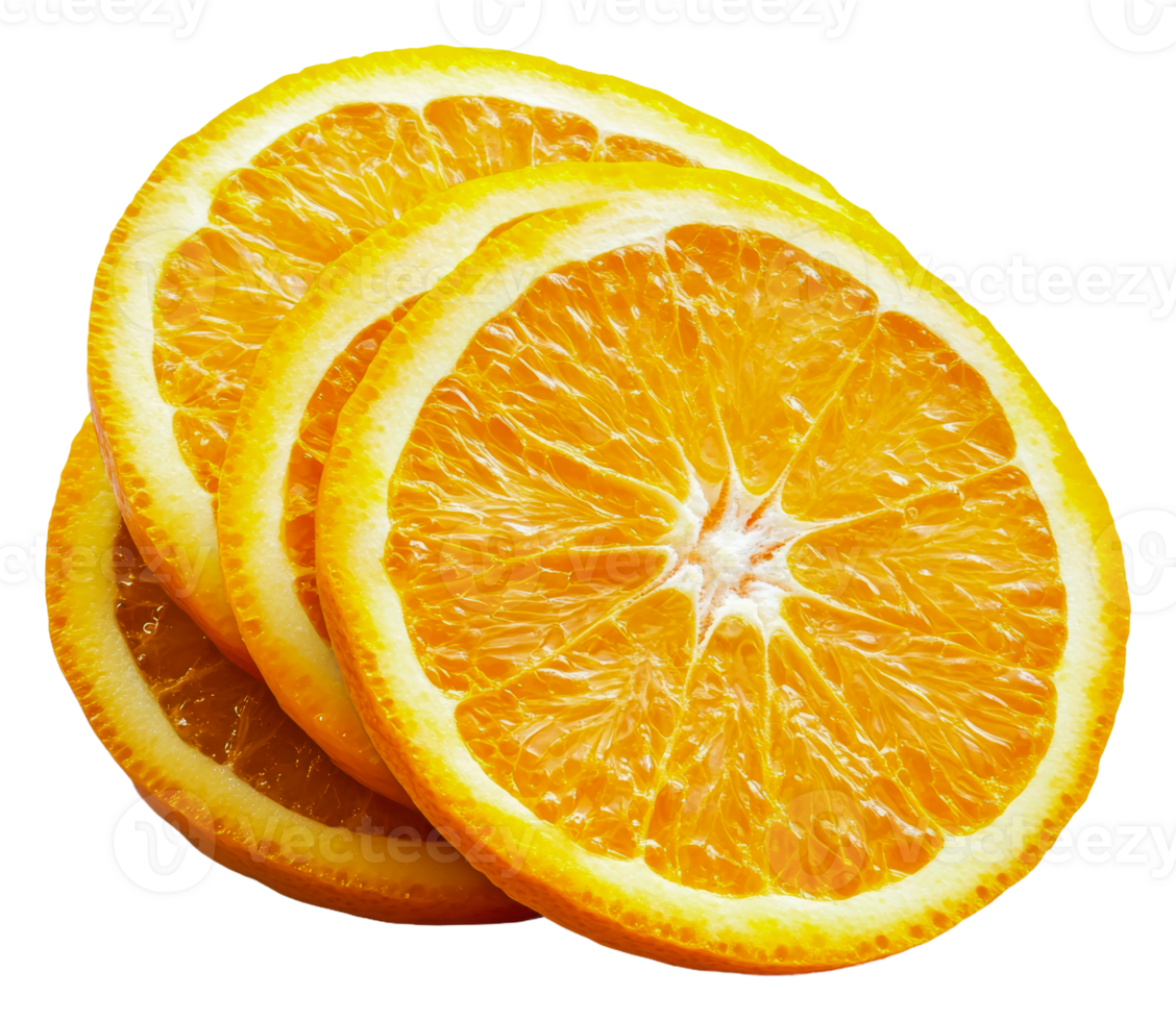 Sliced oranges on a white background, cut out - stock . png