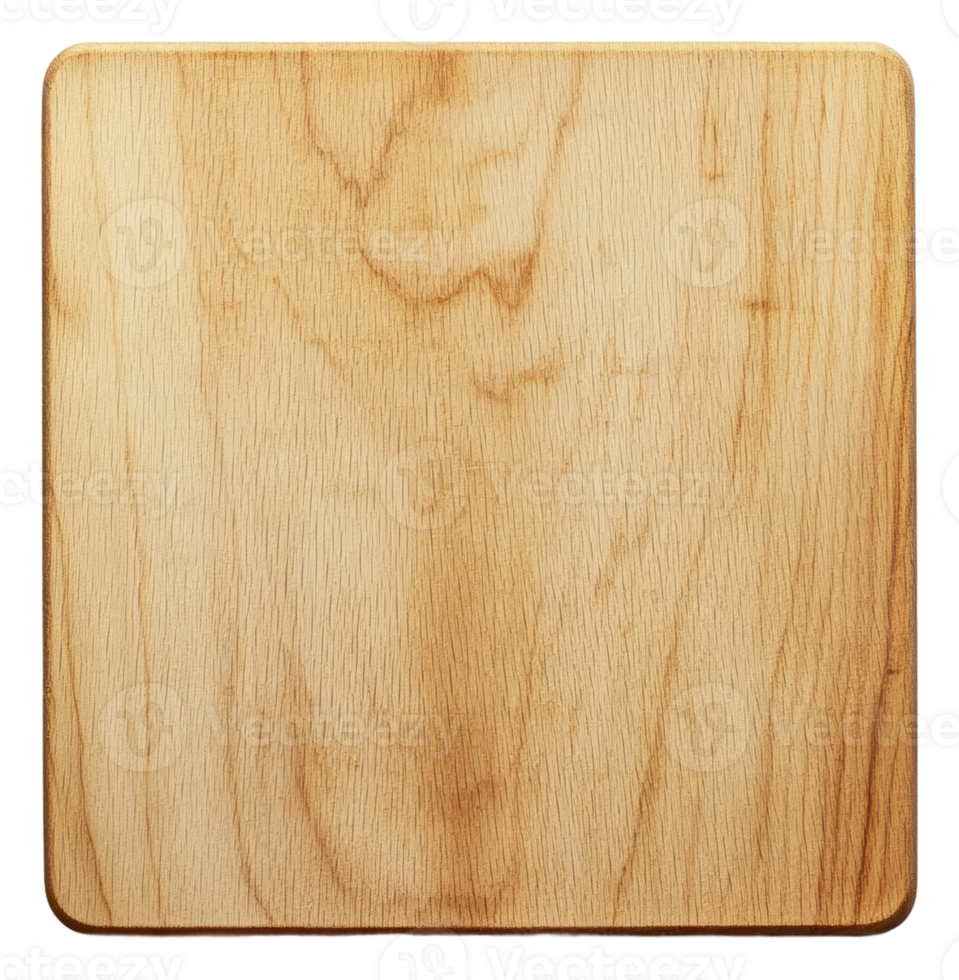 Natural wood cutting board on a plain background, cut out - stock . png