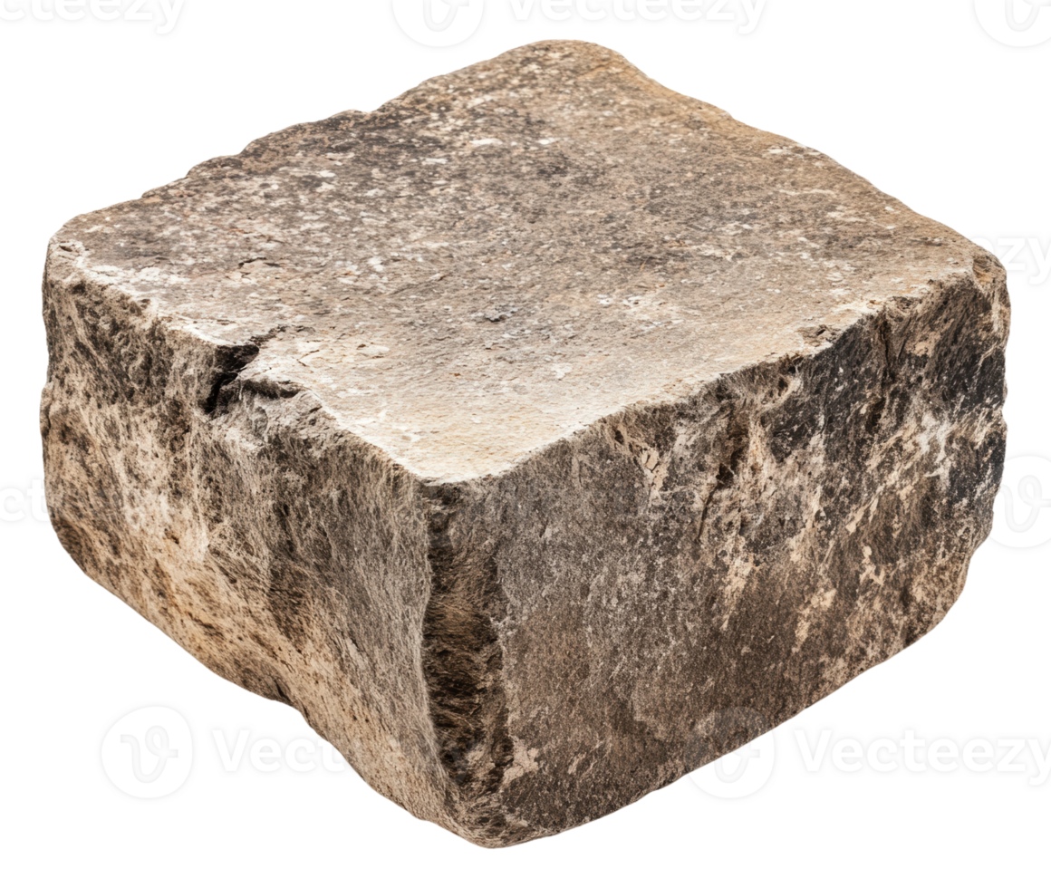 Stone block on flat outdoor surface, cut out - stock . png