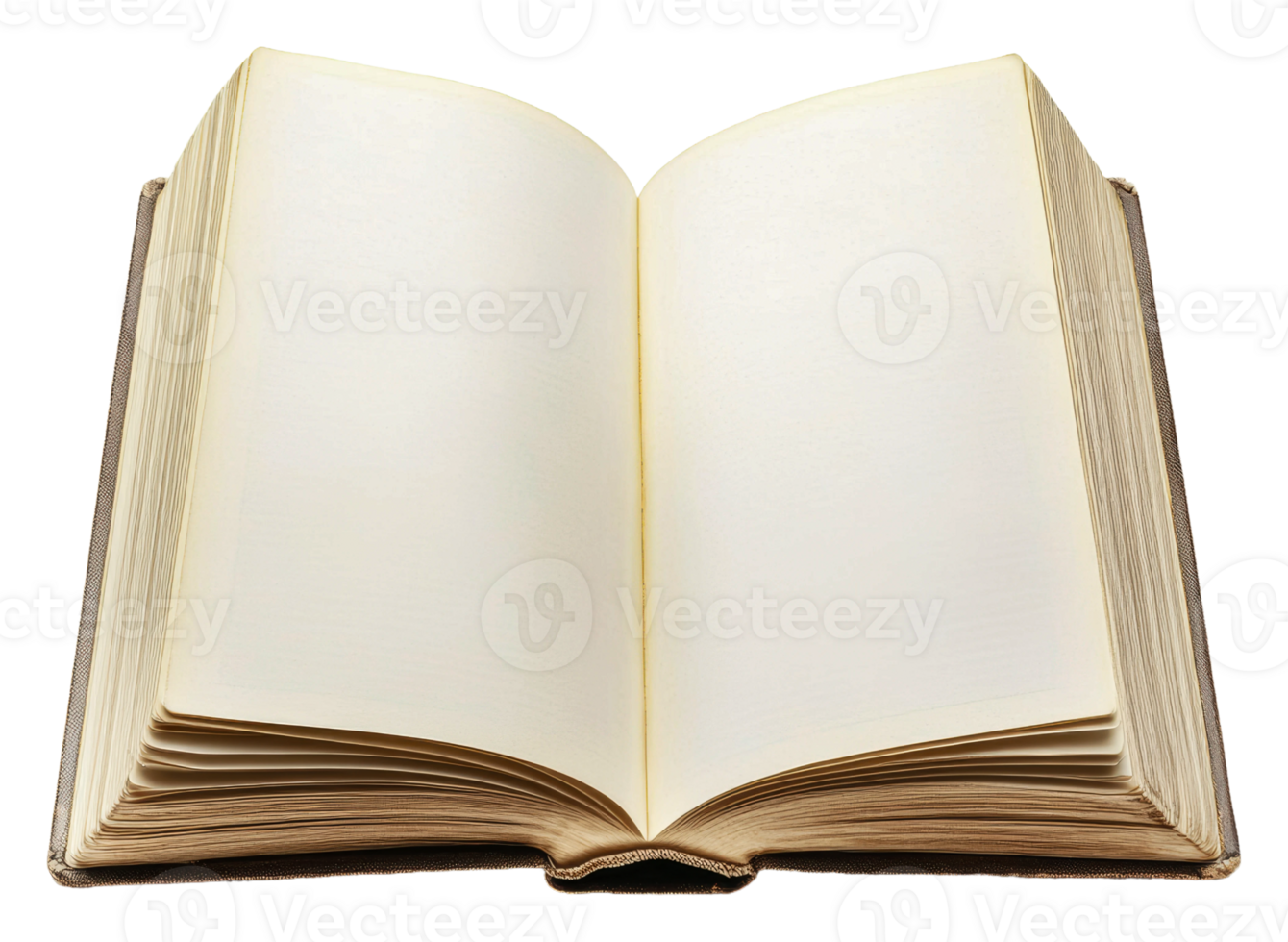An open blank book resting on a flat surface, cut out - stock . png