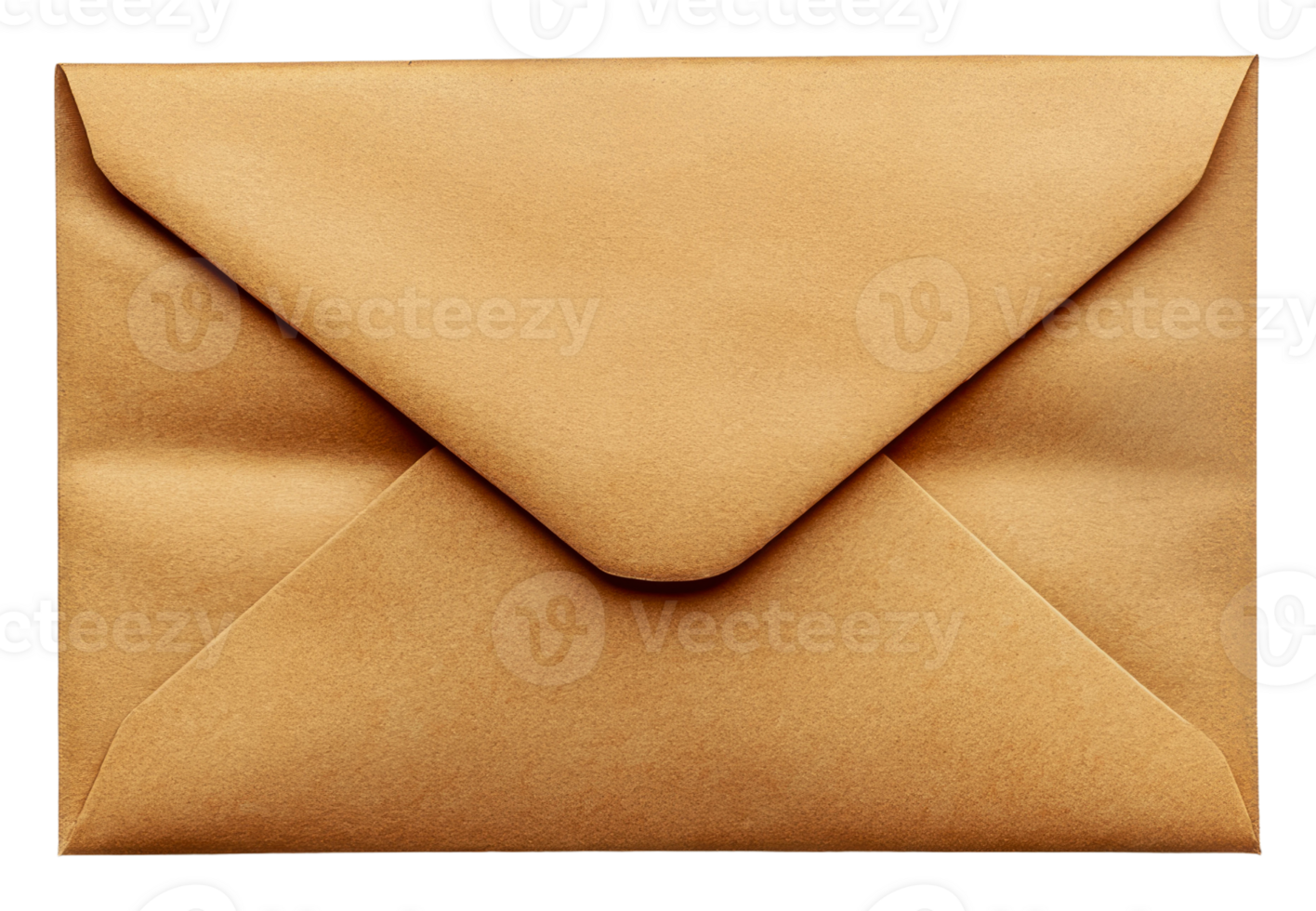 Mail-ready brown envelope on plain bg, cut out - stock . png