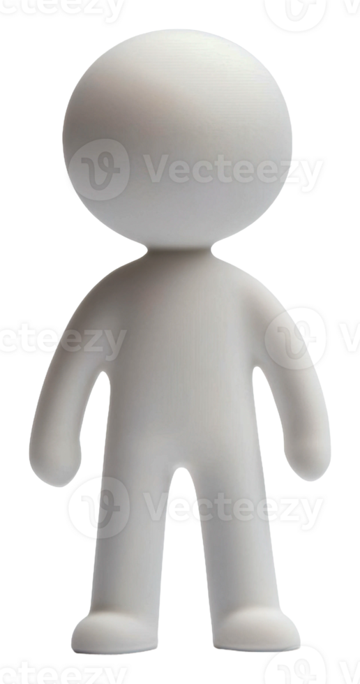 Small white figurine standing on a plain surface, cut out - stock . png
