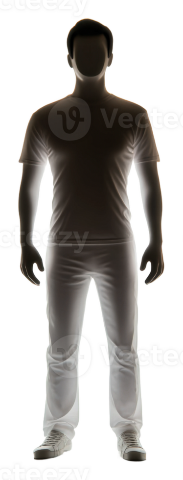 Figure silhouette on bright backdrop, cut out - stock . png