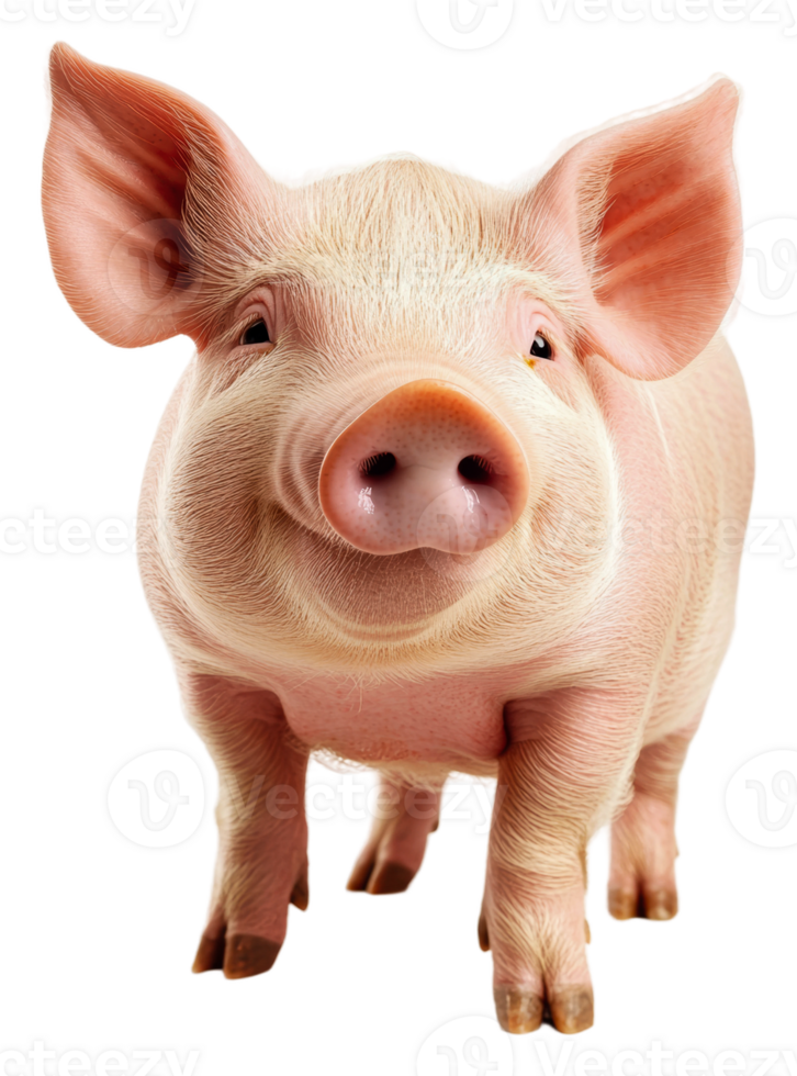 Curious piglet exploring indoors during day, cut out - stock . png