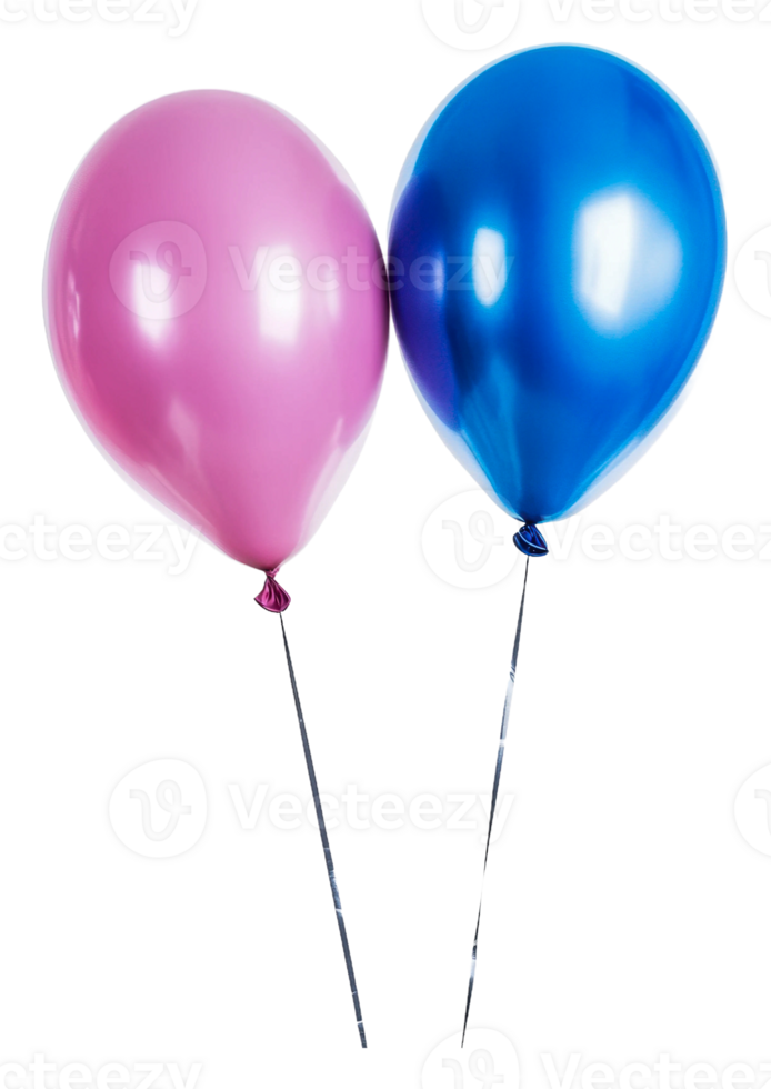 Festive balloons in bright colors, cut out - stock . png
