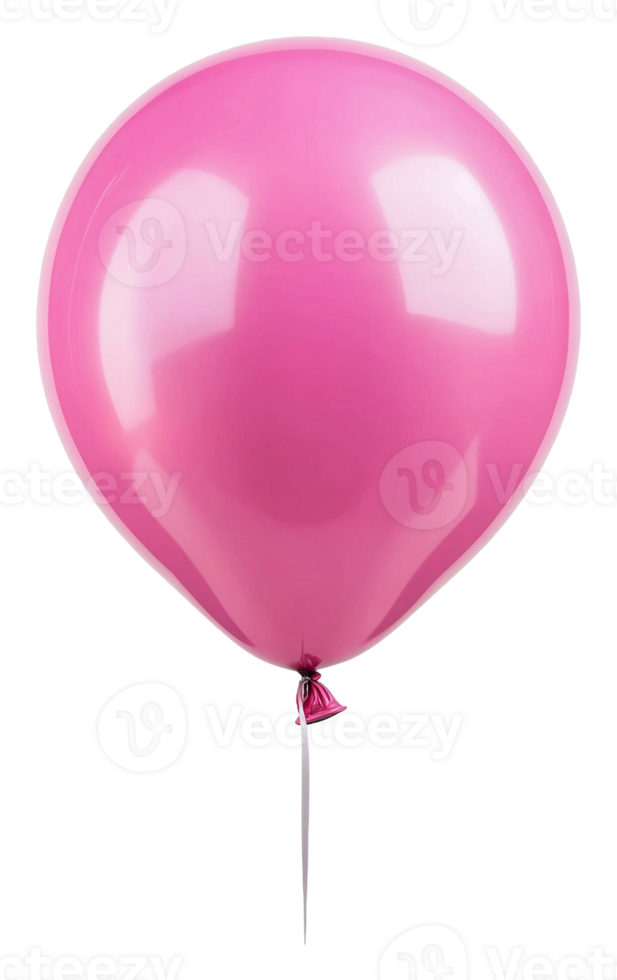 Bright pink balloon floats in a cheerful setting, cut out - stock . png