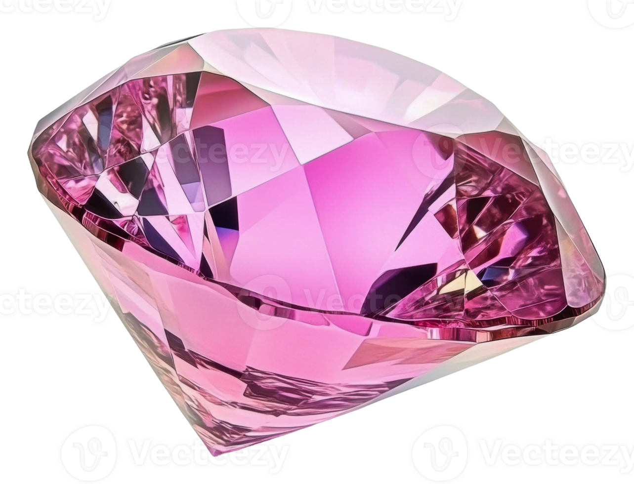 Shimmering pink diamond on a reflective surface, cut out - stock . png