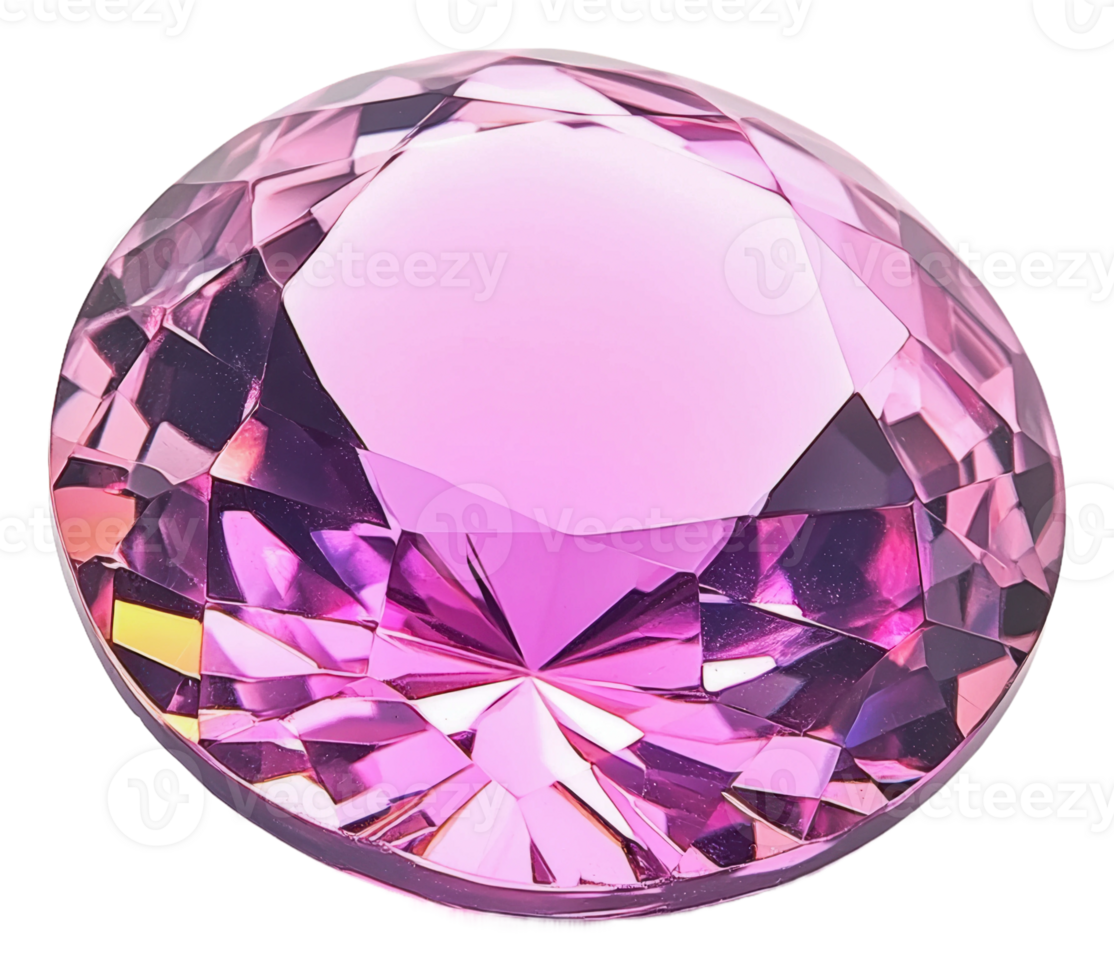 Beautiful pink gemstone with brilliant cut details, cut out - stock . png