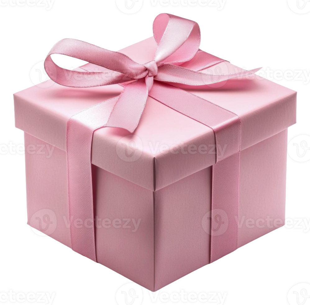 Pink gift box with ribbon for occasions, cut out - stock Pink gift box with ribbon for occasions, cut out - stock