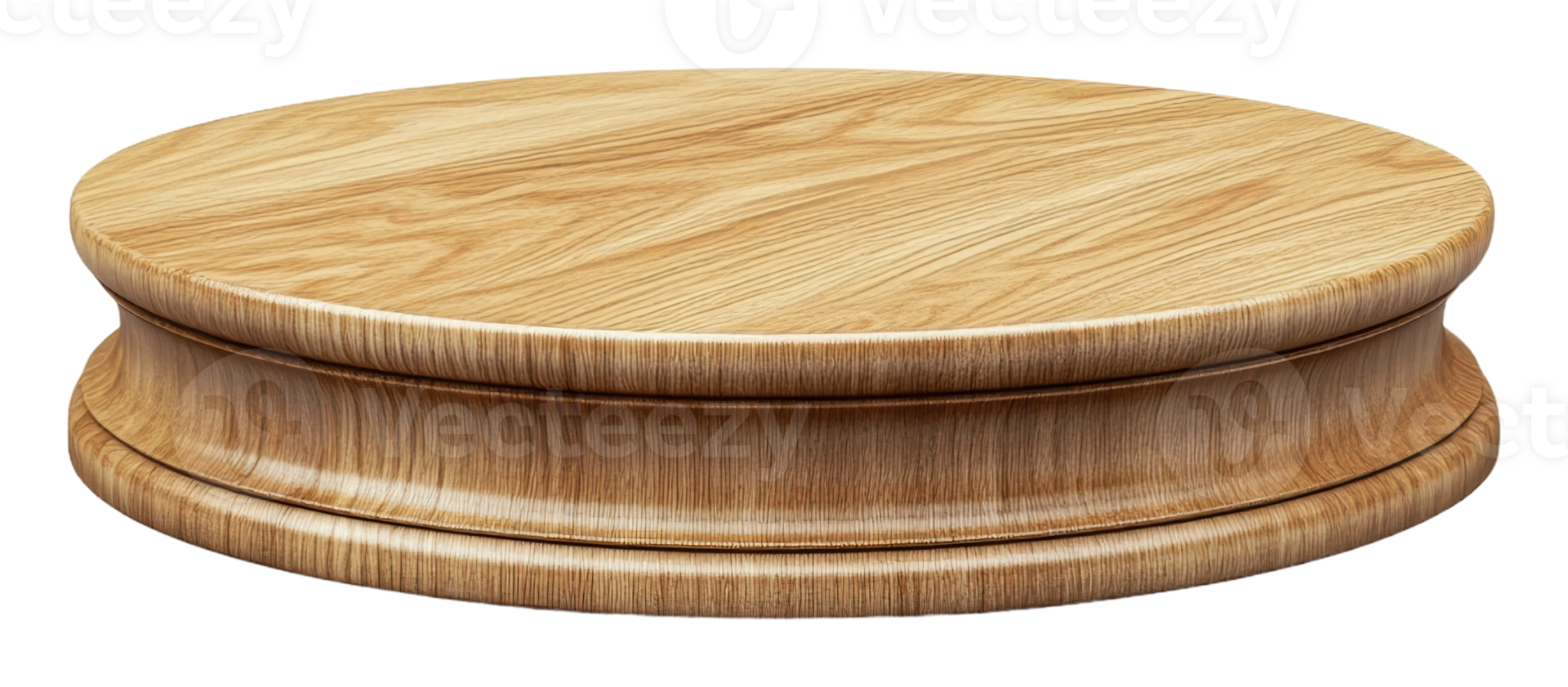 Natural finish wooden display pedestal, cut out - stock . png