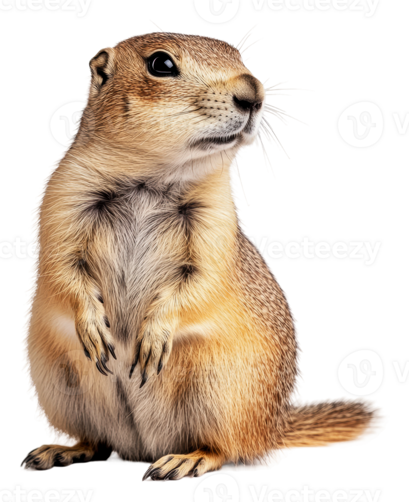 Prairiedog standing upright in natural light, cut out - stock . png
