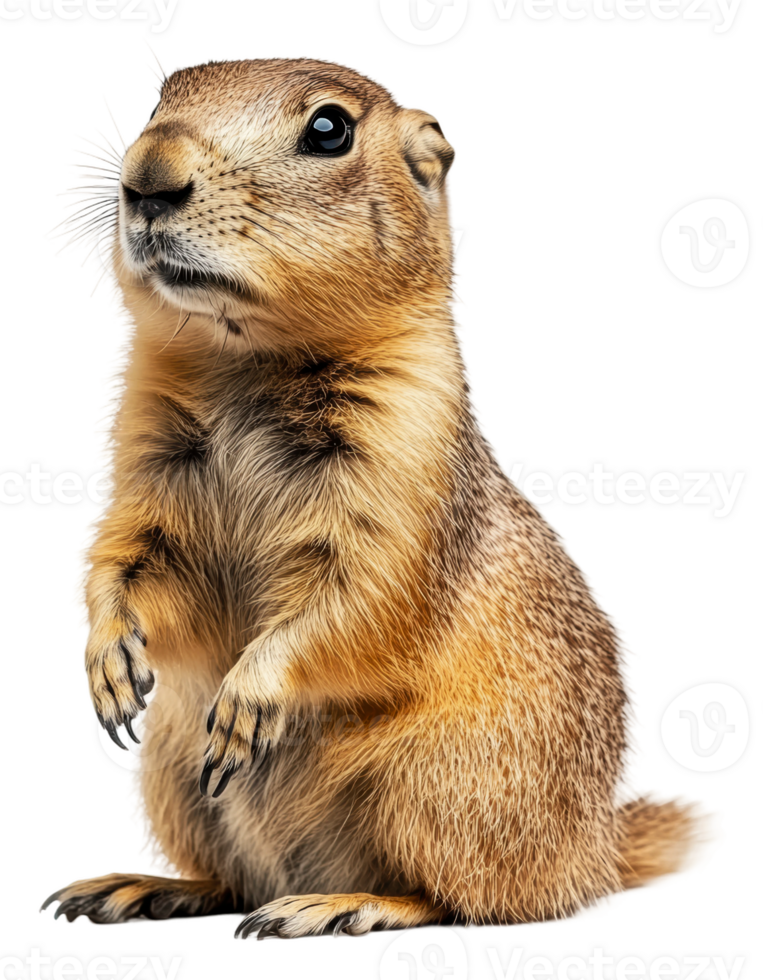 Prairie dog standing alert in a natural pose, cut out - stock . png
