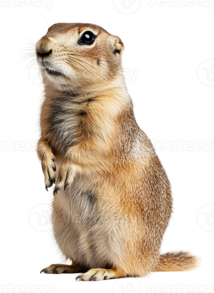 Squirrel standing tall on white background, cut out - stock . png
