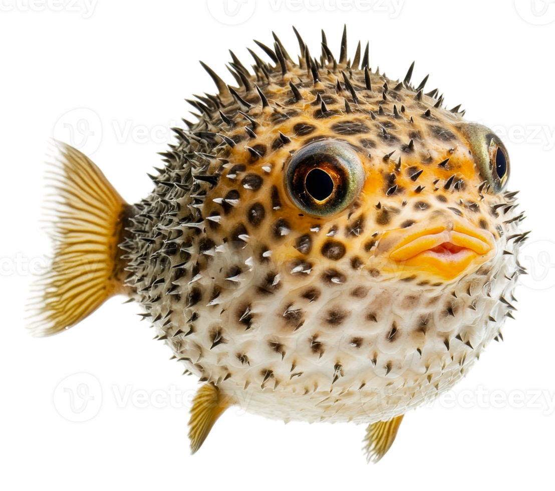 A spiky fish swimming gracefully in clear water, cut out - stock . png
