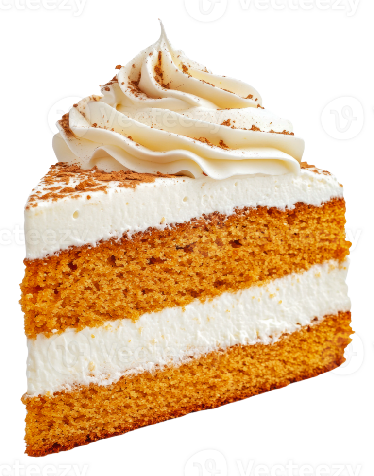 Cream-filled vanilla cake slice, cut out - stock . png