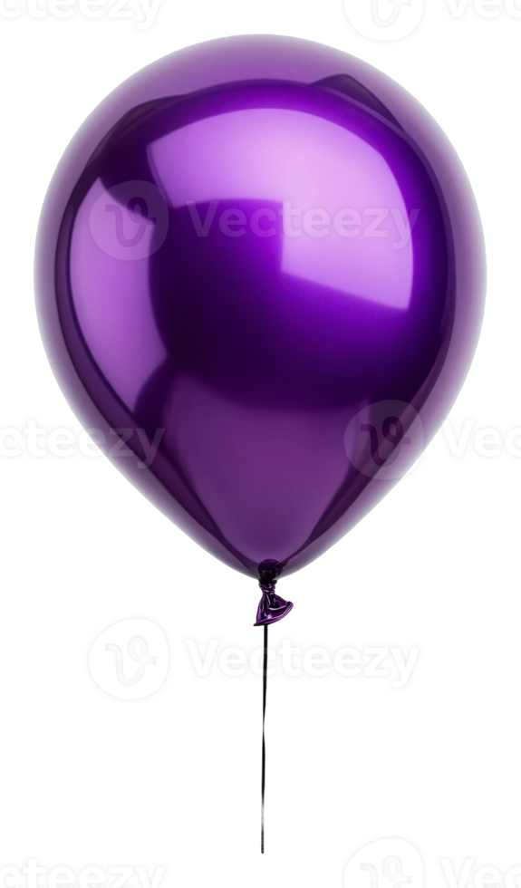 Single purple balloon floating in a bright setting, cut out - stock . png