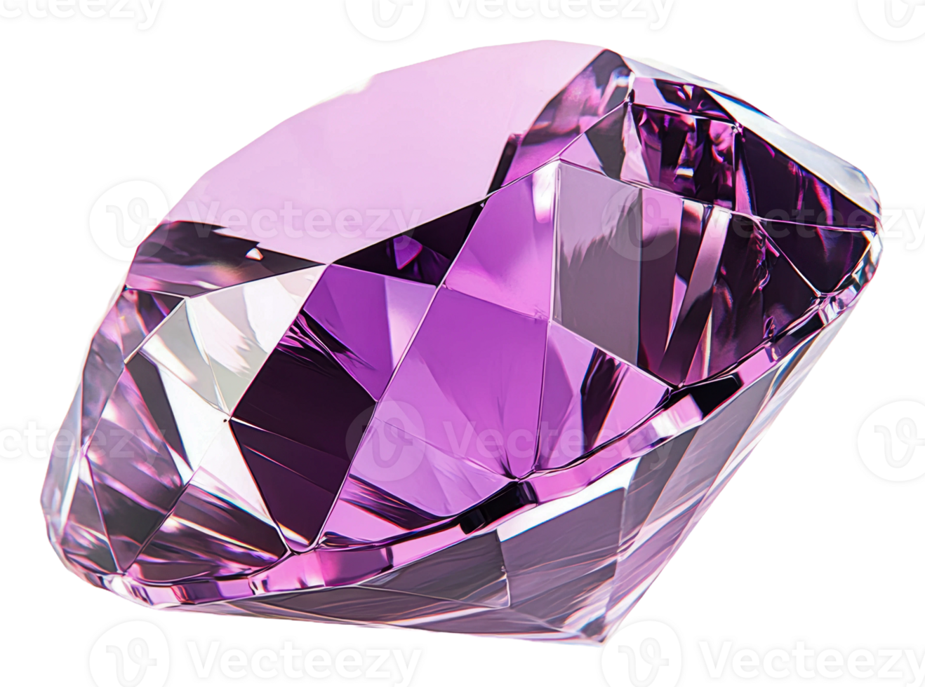 Shimmering purple crystal in bright light setting, cut out - stock . png