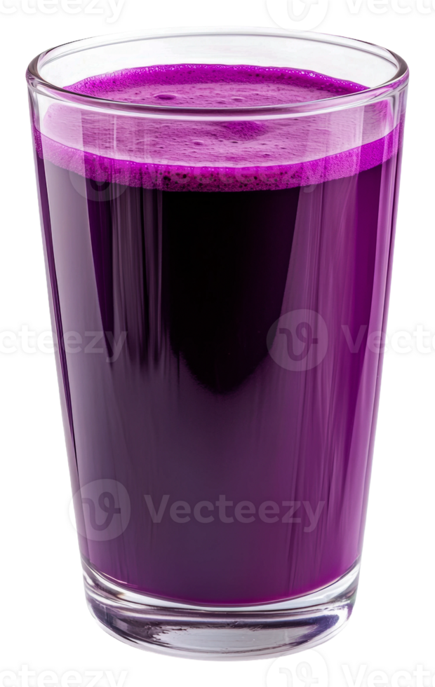 Purple drink in clear glass, white bg, cut out - stock . png