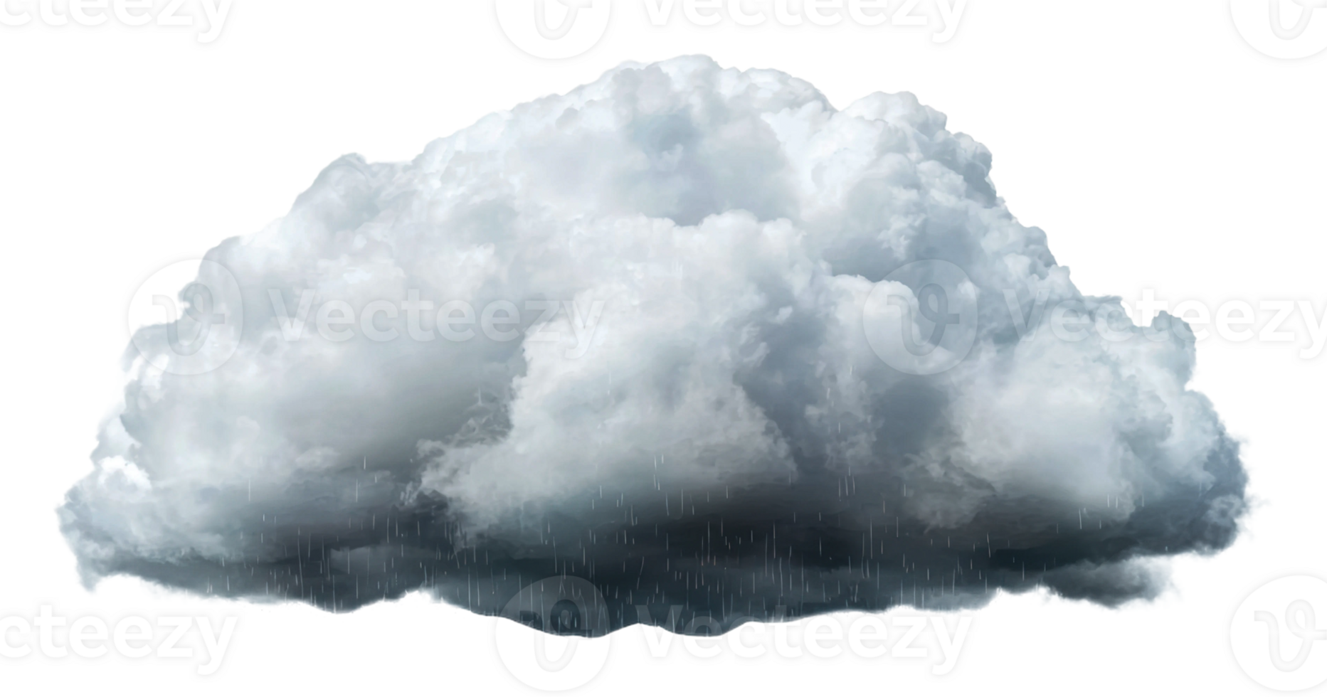Gray rain cloud floating in a bright sky, cut out - stock . png