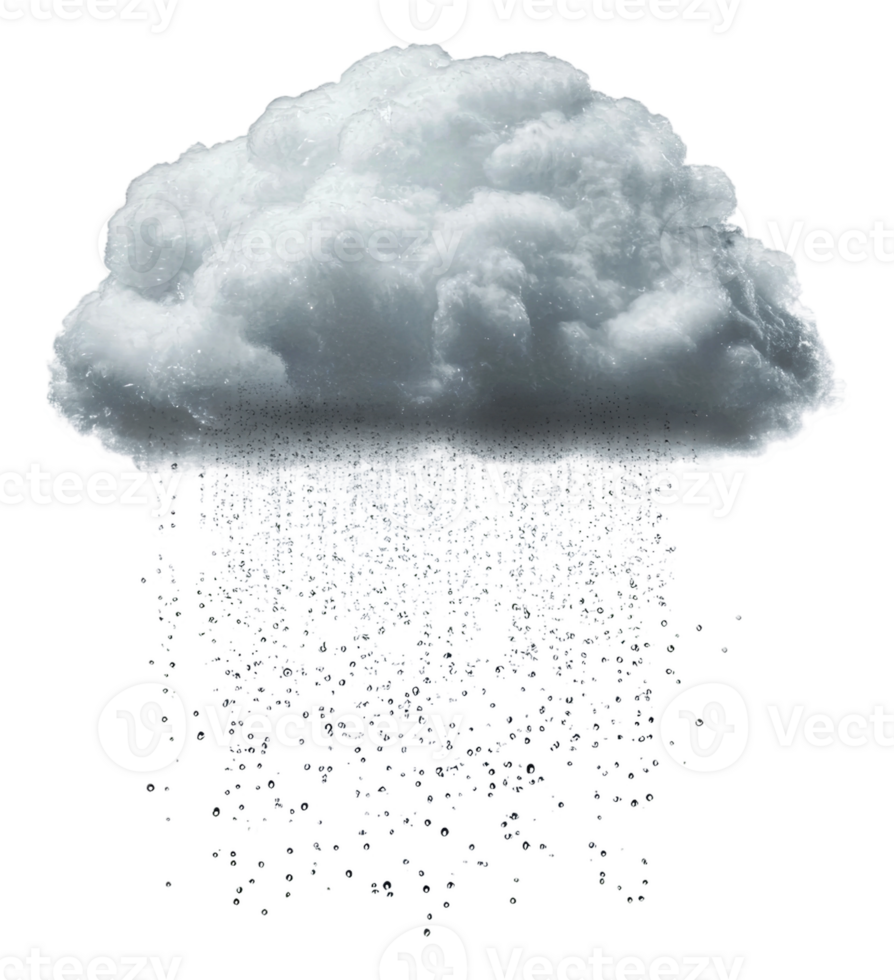 Rain cloud releasing droplets in the storm, cut out - stock . png