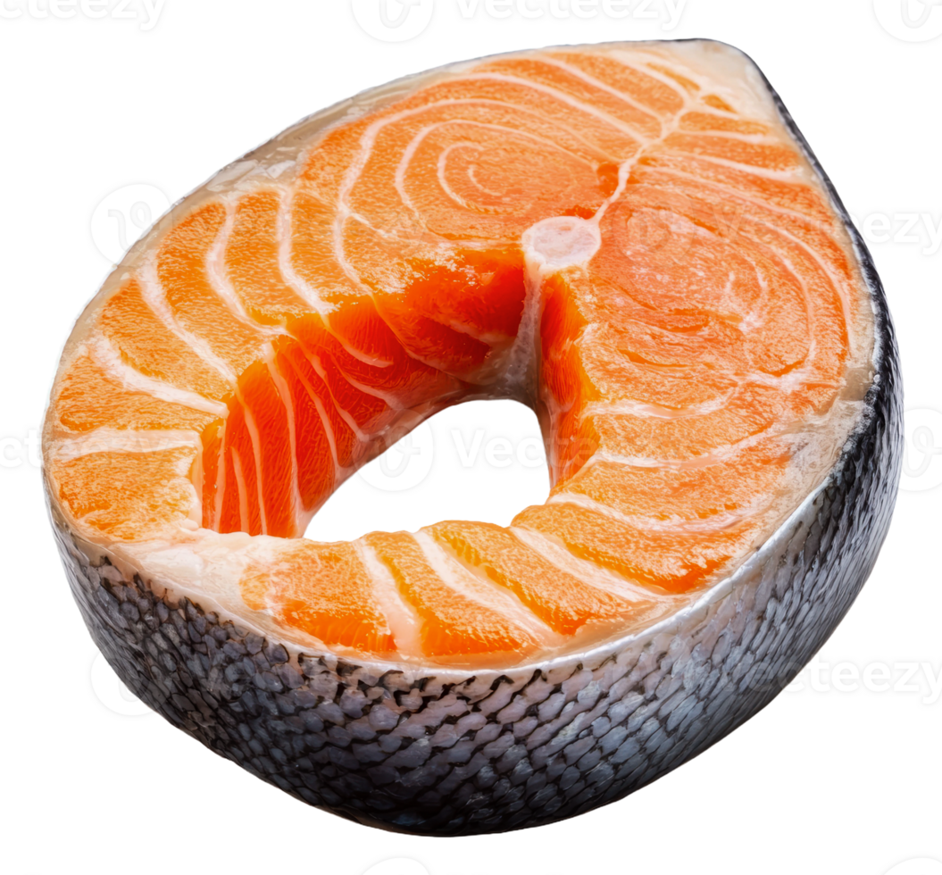 Freshly cut salmon fillet on a white background, cut out - stock . png