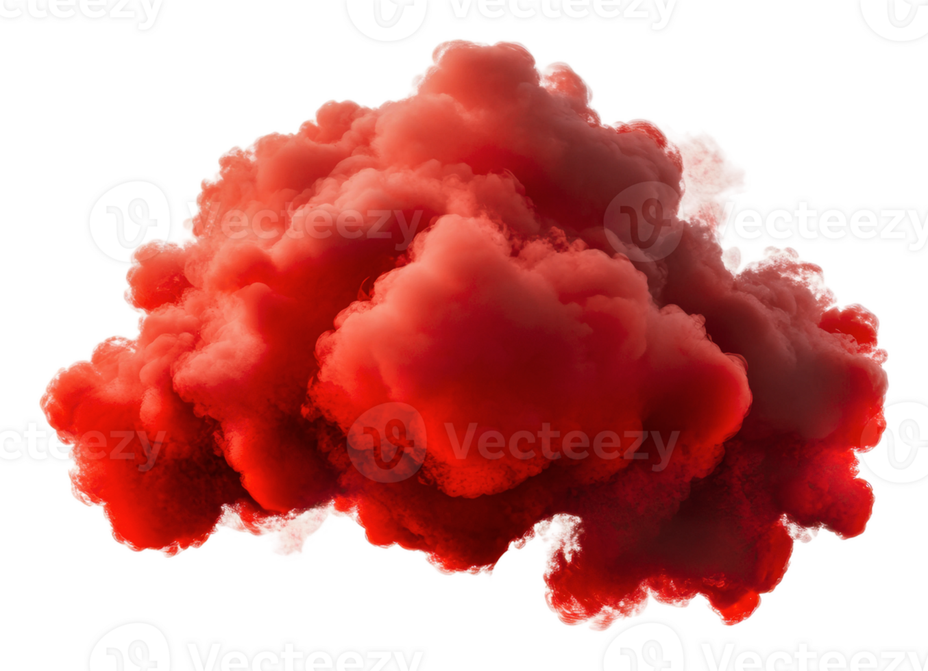 Red smoke cloud rising against a white background, cut out - stock . png