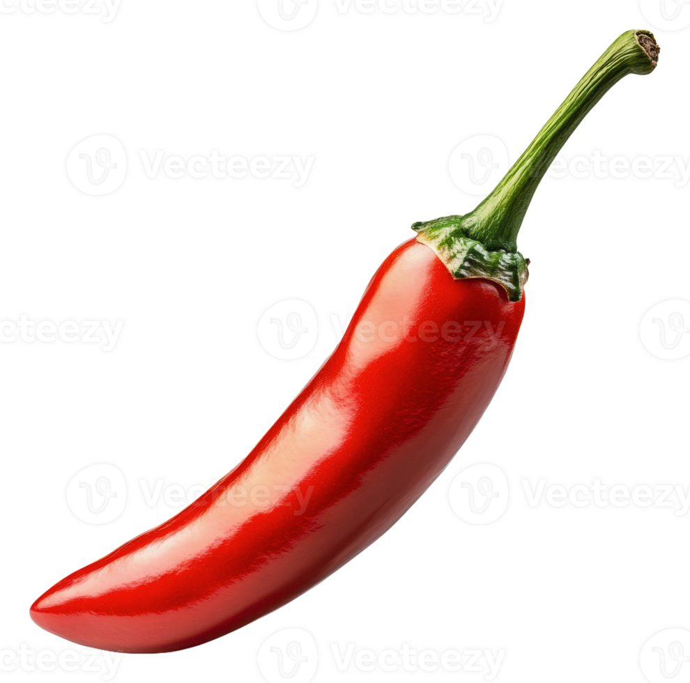 Fresh red chili pepper on a white background, cut out - stock . png