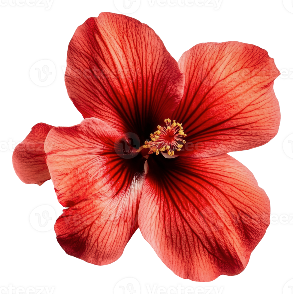 Vibrant red hibiscus captures summer, cut out - stock . png