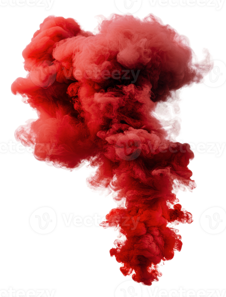 Red smoke swirling upward in artistic display, cut out - stock . png