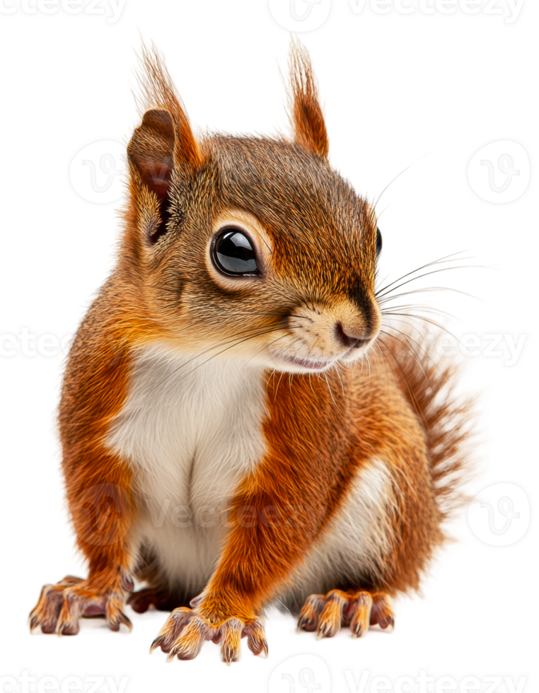 Autumn squirrel exploring its world, cut out - stock . png