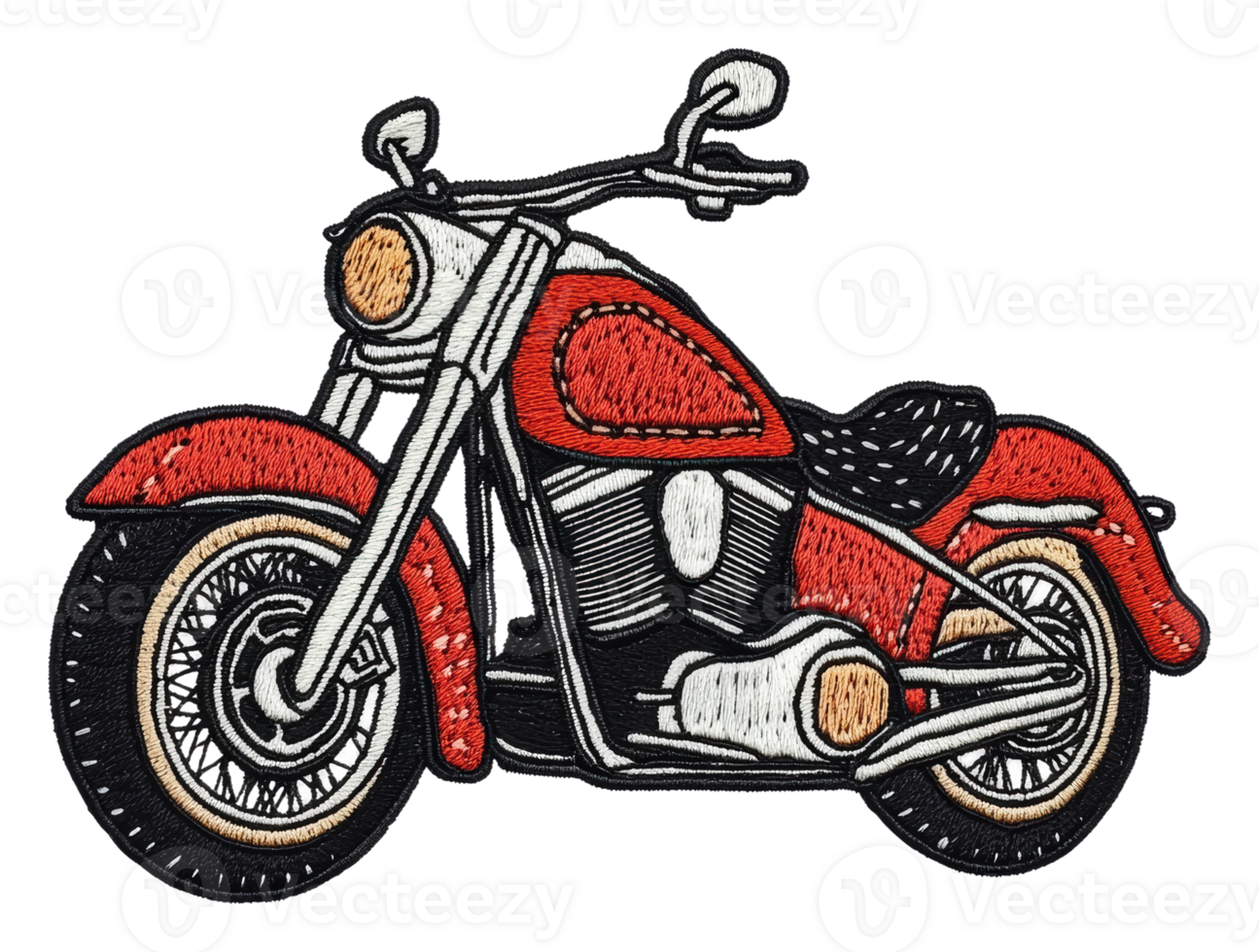 Classic red motorcycle patch design, cut out - stock . png