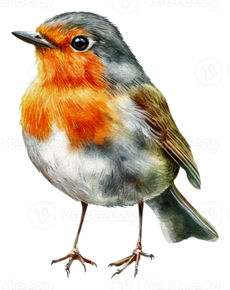 Bright bird with orange and gray feathers, cut out - stock . png