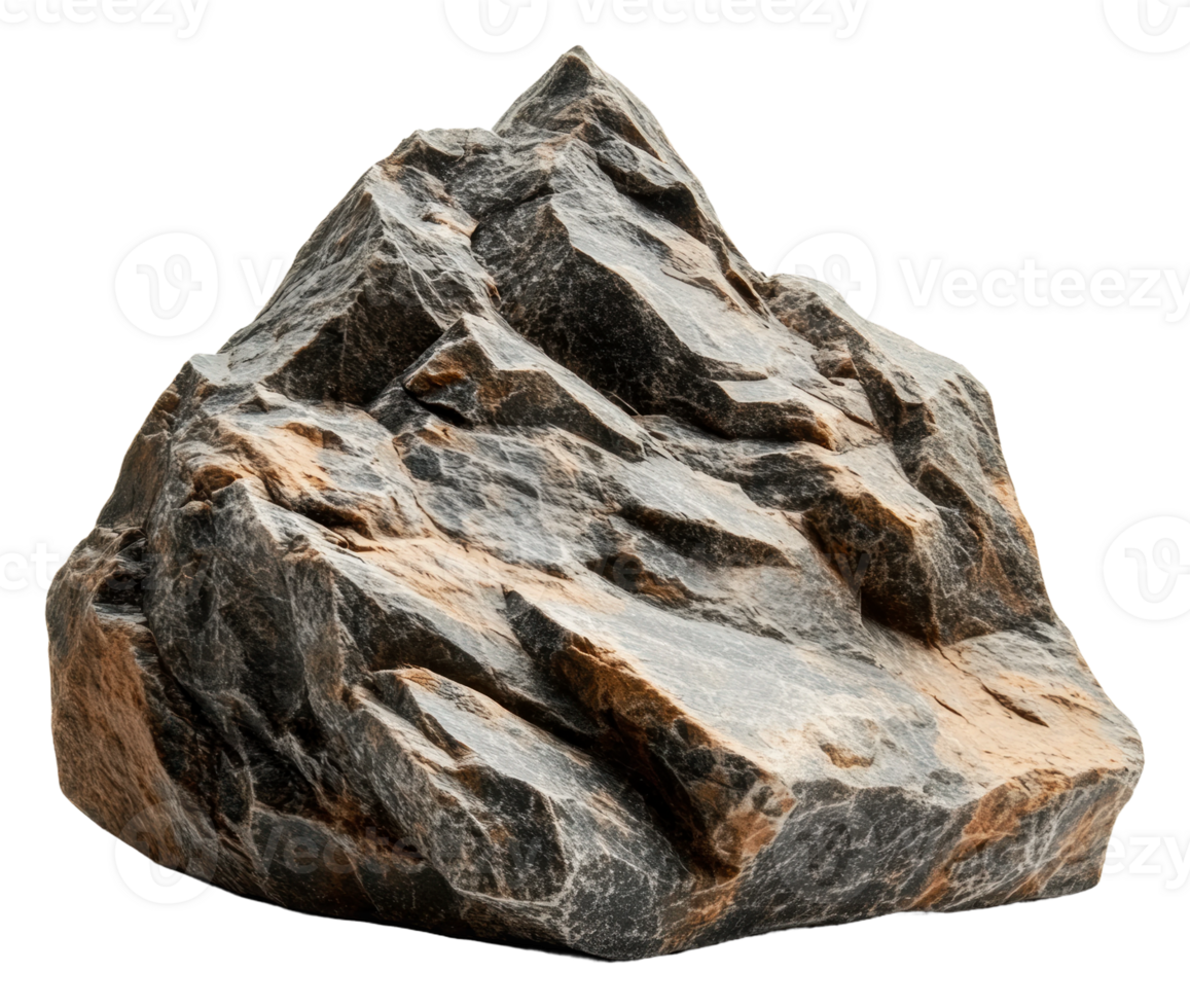 A rugged rock formation with sharp peaks and edges, cut out - stock . png